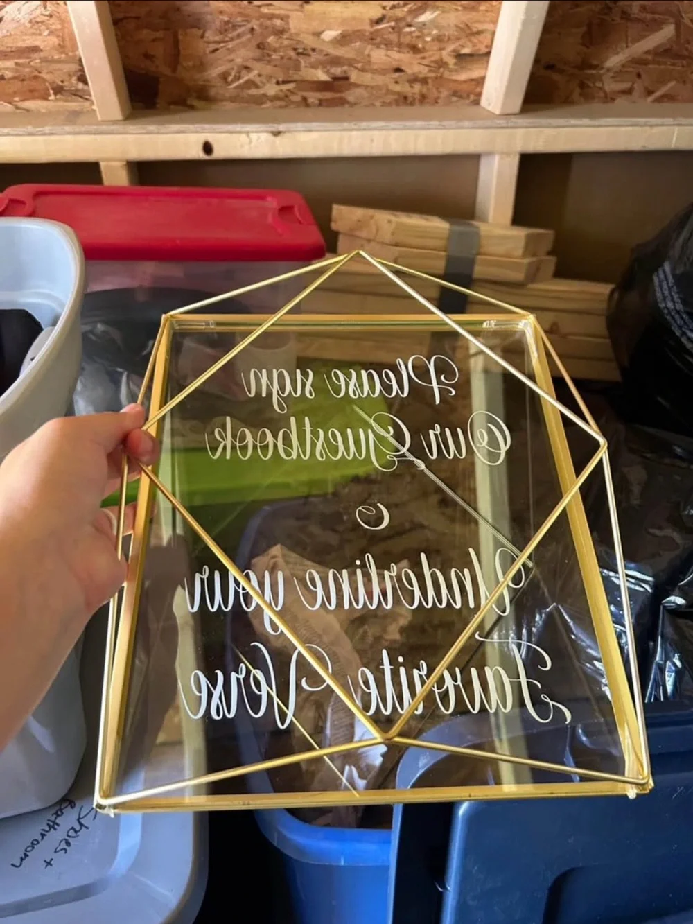 Gold Geometric Guestbook Sign - Please Sign Our Guestbook